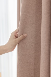 Cortinas opacas altas de lino y poliéster de Color rosa de lujo a la moda para sala de estar, Hotel, dormitorio, ventanas - Product Image 3