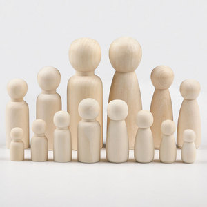 Figuras de madera Hemu de color natural, juego familiar para manualidades y decoraciones infantiles - Product Image 1