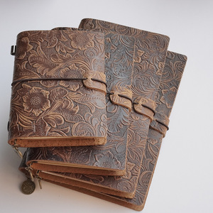 สมุดบันทึกแบบสันห่วงหนังวัวคุณภาพสูงปรับแต่งได้ สไตล์เรโทร หนังเครซี่ฮอร์ส สมุดบันทึกการเดินทางแบบถอดแผ่นได้ ของขวัญ - Product Image 1