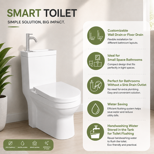 WC en céramique allongé et élégant avec citerne de lavage à double chasse intégrée au <span class=keywords><strong>lavabo</strong></span> - Product Image 2
