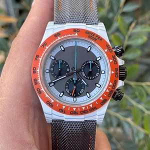 Reloj Deportivo Cronógrafo Mecánico para Hombre de la Mejor Calidad OEM, Caja de Fibra de Carbono, Correa de Tela, Resistente al Agua, Movimiento 4130 - Product Image 4