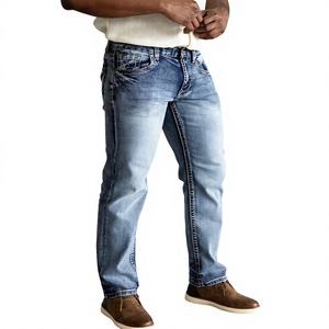 Jean en denim stretch fuselé pour homme, coupe classique, noir délavé, respirant, écologique, pour l'été, l'automne et le printemps, faible MOQ - Product Image 4