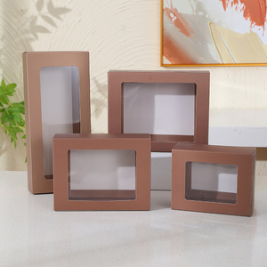 Scatola in Carta Kraft Riutilizzabile Monocolore Fatta a Mano con Centro Trasparente Nuovo Modello per Conservare Oggetti, Caramelle, Regali e Articoli Festivi - Product Image 1