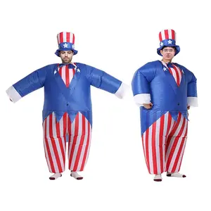Fantasia inflável do tio sam, pronta para enviar, traje de gordura halloween, traje de fantasia patriotic, dia da independência