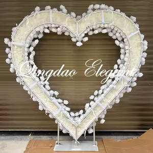 Arco Floreale a Forma di Cuore EG-M066 per Matrimoni, Sfondo Floreale Rosa e Viola, Decorazione per Proposte di San Valentino, Vendita all'Ingrosso per Eventi - Product Image 6