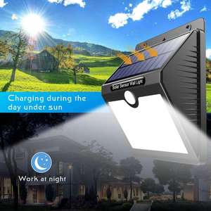 Lampes solaires d'<span class=keywords><strong>extérieur</strong></span> étanches IP65, 97 LED, <span class=keywords><strong>lumière</strong></span> du jour 6000K, angle de faisceau 120°, contrôlées par capteur de <span class=keywords><strong>lumière</strong></span>, alimentées par batterie, pour jardin - Product Image 2