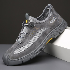 Nouvelles sandales d'été pour hommes en cuir véritable, décontractées, sportives, pour la randonnée en plein air, en maille, solides, antidérapantes, avec bande élastique - Product Image 6