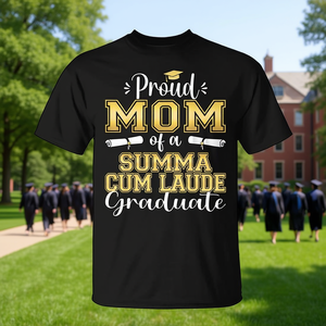 T-shirt 2023 « Fier Papa/Forte Maman » diplômé Summa Cum Laude avec année de diplôme personnalisée – Vêtement promotionnel - Product Image 3