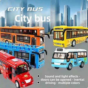 Autobús de Plástico a Escala 1:5 con Puertas Abatibles, Luces y Música, Juguete Modelo de Coche para Bebés - Product Image 1