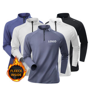 Sportswear Men Athletic Sports Shirts Quick Dry Zip Fleece Warm Long Sleeve Gym Compression Mens <b>Tshirts</b> - Product Image 1