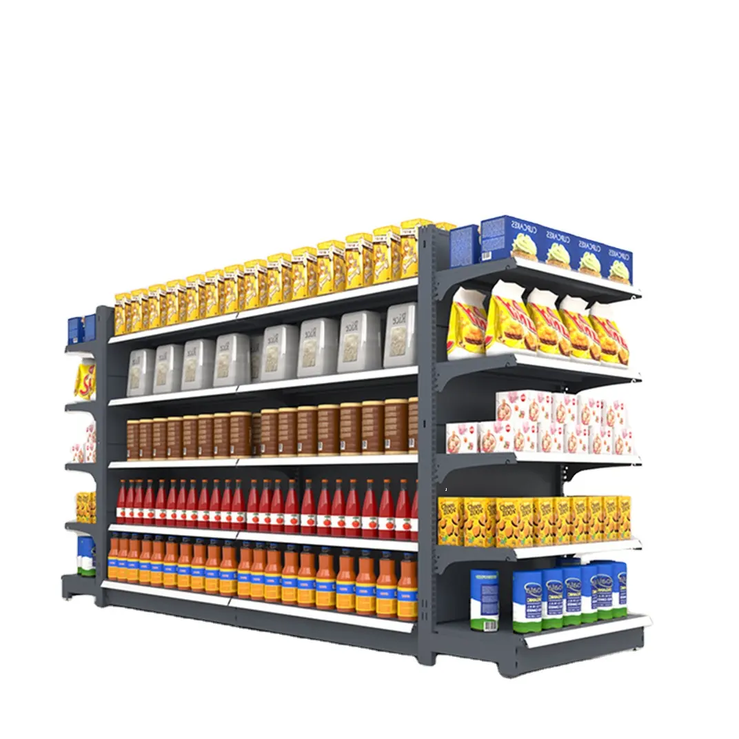 Hot Selling Design Supermarket Gondola Metal Display Rack Supermarket Shelf Equipment With Shop Design