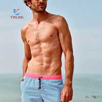 Short de bain décontracté pour homme avec logo personnalisé, écologique, séchage rapide, imprimé, cordon de serrage, polyester respirant et léger