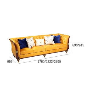 Ekar Furniture Classic Villa Juego de sofá de alta calidad Muebles Juego de sofá de cuero genuino de lujo italiano dorado - Product Image 5