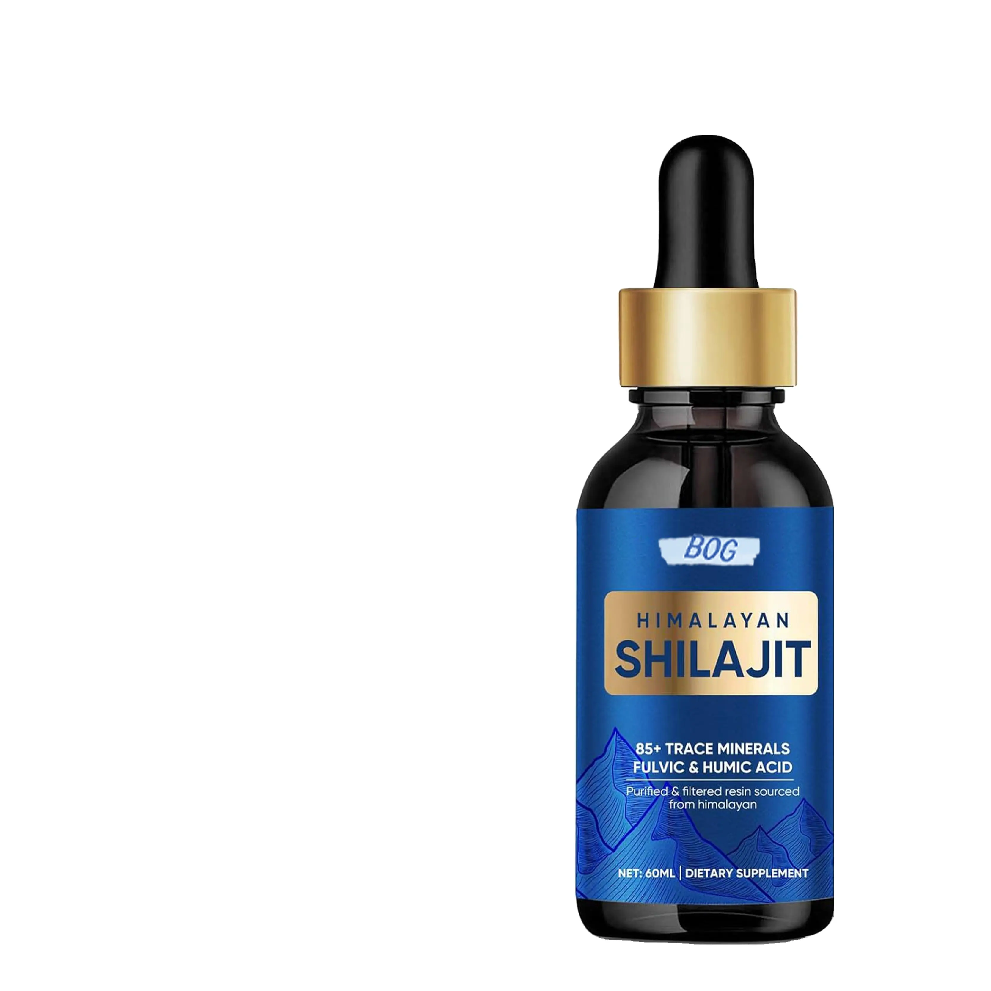 قطرات الراتنج السائل العضوي الخالص من SHILAJIT من جبال الهيمالايا: أعلى مصدر لحمض الفولفيك 86% ومعدنيات إضافية +85