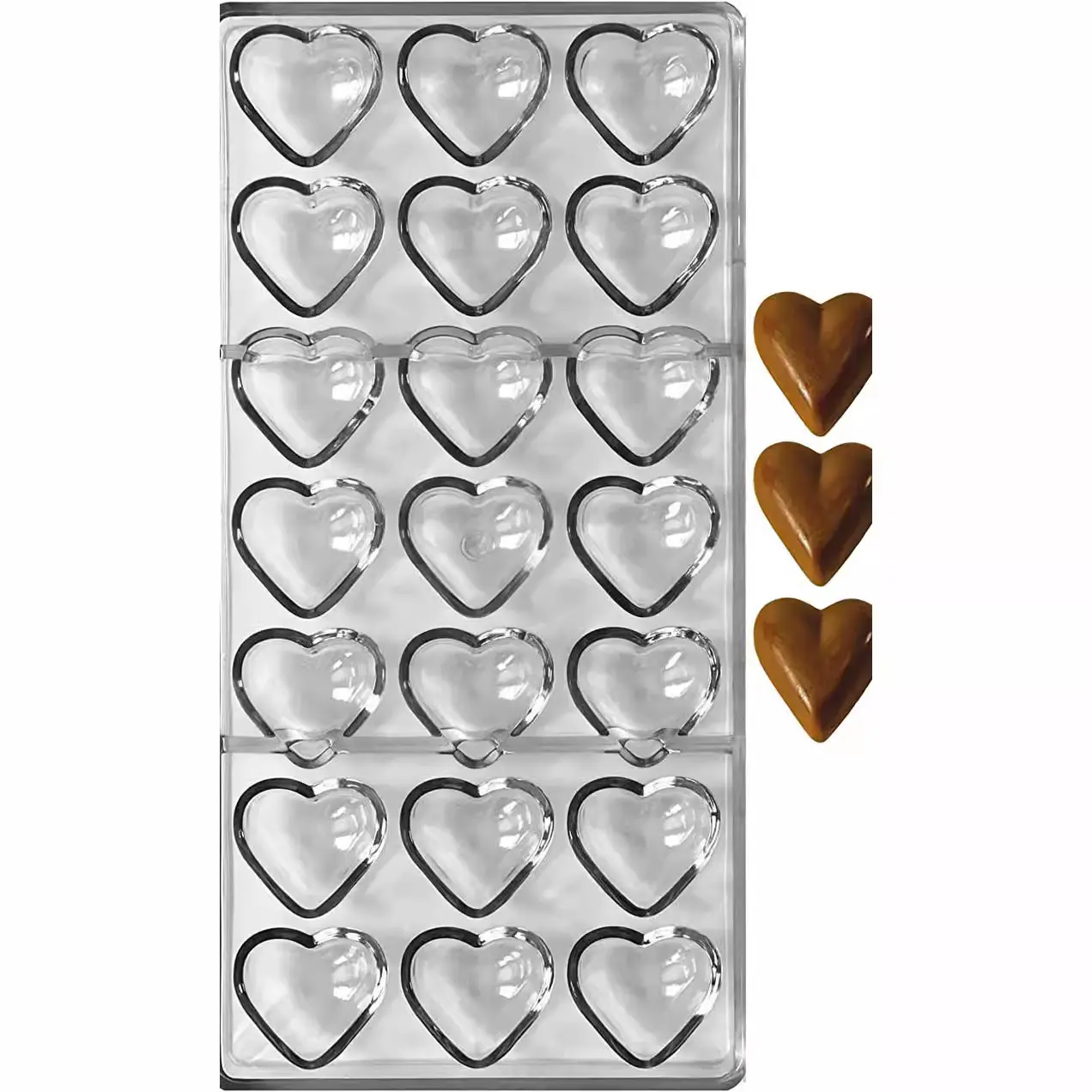 Suministro directo de fábrica, molde de chocolate Corazón, herramientas para hornear DIY, molde de caramelo de chocolate de plástico duro, molde para hornear fondant