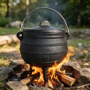 Mediano 1/8 #   <span class=keywords><strong>Caldero</strong></span> de Hierro Fundido con Soporte Metálico y Tapa - Olla de Bruja Potjie de China Continental 4.3'' 320ml - Product Image 6