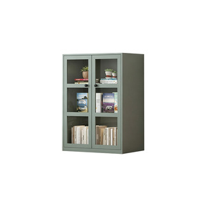 Armoire à classeurs métallique à trois niveaux, bibliothèque moderne en acier <span class=keywords><strong>de</strong></span> haute qualité avec 2 portes vitrées <span class=keywords><strong>pour</strong></span> la maison, le bureau ou le salon - Product Image 2
