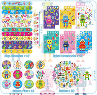 Gelang Silikon Pesta Ulang Tahun Anak Robot, Pin Lencana, Buku Catatan, Alat Tulis, Stiker, Mainan, Hadiah, Permen, Tas Goodie Bag, Souvenir
