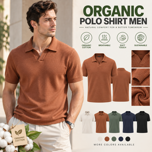 Bio-Polo-Shirt für Herren mit offenem Kragen, gestricktes Oberteil aus nachhaltiger Baumwolle, Hersteller von individuellem Strickwaren. - Product Image 1