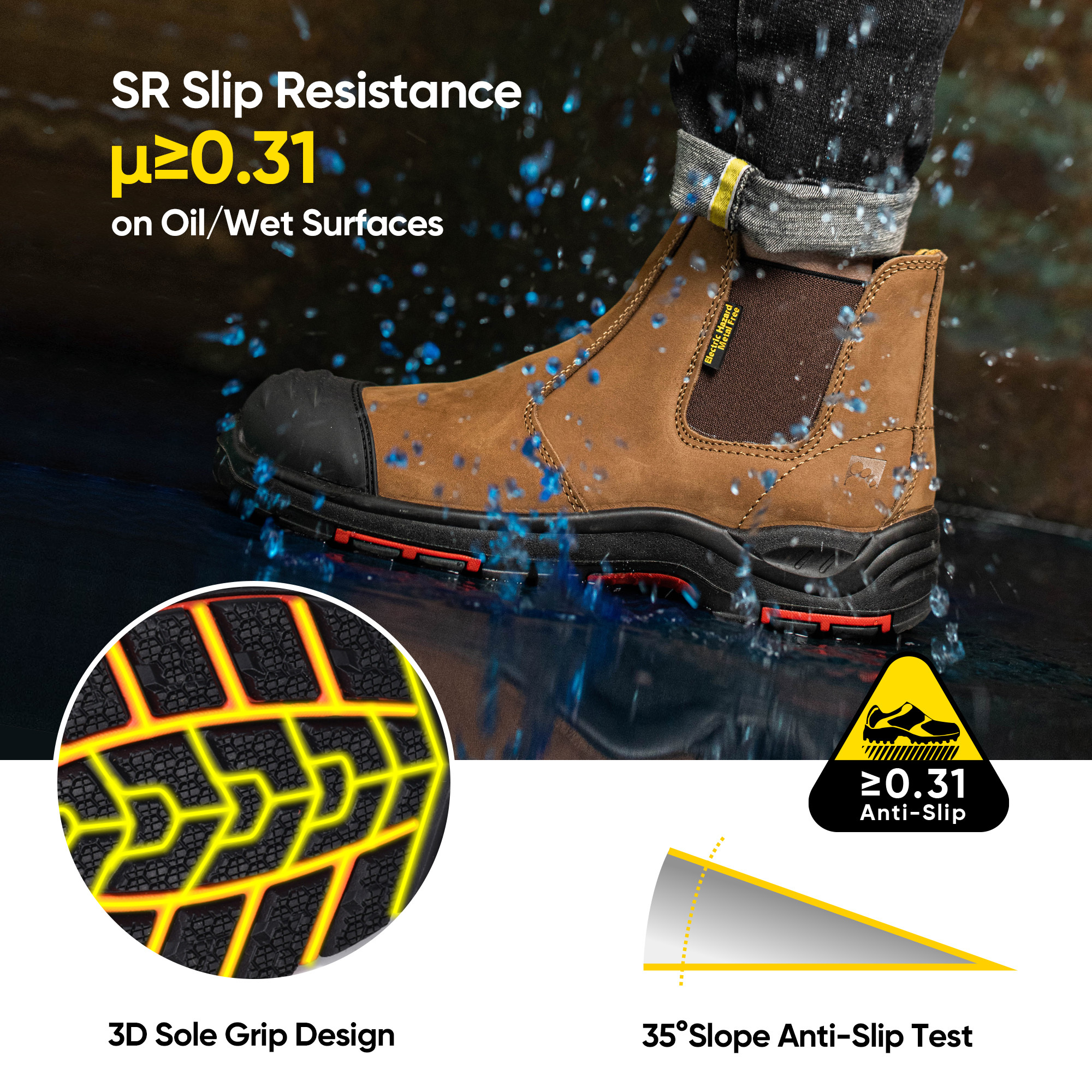 Nubuck Leather Safety Boots - Unisex, Anti-Static, Durable