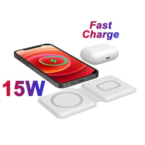 10 Вт 15 Вт Магнитная зарядная подставка для iPhone Qi Беспроводное зарядное устройство для Apple Беспроводное зарядное устройство для Airpods Pro 2 3 Беспроводное зарядное устройство