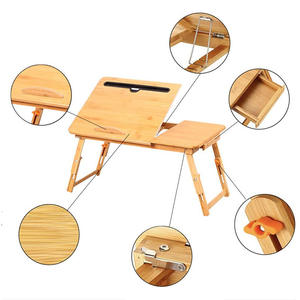 대나무 노트북 책상 조정 가능한 휴대용 아침 식사 서빙 침대 트레이 다기능 테이블 기울기 상단 보관 서랍 - Product Image 3