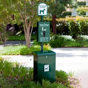 Estación de Recolección de Desechos de Mascotas para Exteriores, de Metal, para Parques y Calles, con Contenedor de Basura <span class=keywords><strong>Rectangular</strong></span> con Tapa - Product Image 6