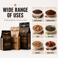 Sachets d'emballage de café professionnels OEM en aluminium noir imprimé sur mesure avec fermeture éclair coulissante pour grains de café torréfiés