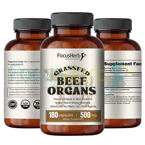Cápsulas FocusHerb de Órganos de Res Alimentado con Pasto 5 en 1 (Hígado, Corazón, Riñón, Páncreas, Linfático) para Apoyo Inmunológico - Product Image 3