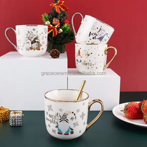 Tasse de promotion bon marché bonhomme de neige cadeau de noël nouvel os tasse en porcelaine argent or galvanoplastie tasses en céramique de noël - Product Image 3