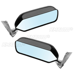 2 Espejos Retrovisores Laterales Universales para Automóvil, Estilo Retro Cuadrado F1, con Superficie de Espejo Azul y Soporte Metálico - Product Image 1