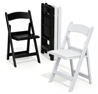 Chaise pliante d'extérieur en polypropylène noir et blanc, étanche, empilable, pour jardin, mariage, location, adulte, en résine plastique, du Canada