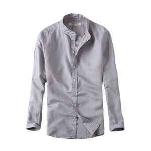 Camicie da <span class=keywords><strong>Uomo</strong></span> in <span class=keywords><strong>Lino</strong></span> Premium, <span class=keywords><strong>Camicia</strong></span> in Misto <span class=keywords><strong>Lino</strong></span> e Cotone, Manica Lunga, Vestibilità <span class=keywords><strong>Slim</strong></span>, Colletto alla Coreana, <span class=keywords><strong>Camicia</strong></span> Casual - Product Image 2
