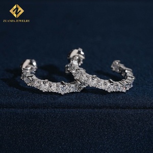 Pendientes de Lujo con Diamantes Cultivados en Laboratorio, Corte Princesa Cuadrado y Redondo, Plata 925 con Cierre de Rosca - Product Image 3