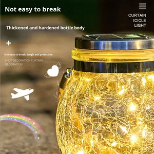 सौर ऊर्जा से संचालित आउटडोर वाटरप्रूफ आईपी 65 आंगन लटकाने वाले पेड़ के मेसन जार रंगीन रचनात्मक ग्लास बॉल लाइट बटन - Product Image 4