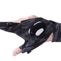 Dropshipping Shopify guantes de pesca con luz 2 dedos medio dedo reflectante visión nocturna Camping guantes para correr
