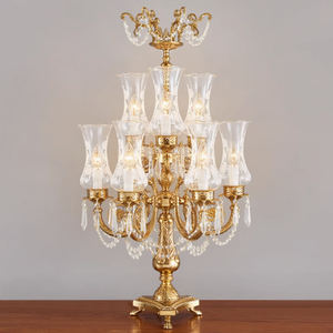 Lámpara de mesa de latón de lujo decoración corte Bar cerámica incrustaciones cobre tallado arte pintado tulipán sombra dormitorio escritorio luces - Product Image 1