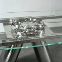 Table en verre avec base en acier inoxydable, style italien, luxe léger, moderne, rectangulaire, pour la maison, bureau d'art, salle à manger