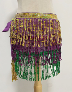 3 couches de danse du ventre foulard indien bohême Performance Giltter gland taille chaîne paillettes <span class=keywords><strong>frange</strong></span> <span class=keywords><strong>robe</strong></span> jupe - Product Image 5