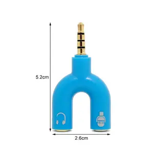 3.5毫米耳机适配器双插孔u型转换器插头立体声耳机分配器，用于PC/MP3智能手机播放器音频线