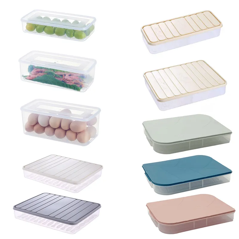 Cajas de almacenamiento para nevera, contenedor apilable de plástico con tapa para mantener frutas, verduras y carne