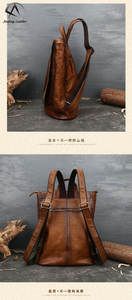 Mochila de Viaje de Cuero Vacuno Genuino Andong para Mujeres y Chicas, Nueva, Súper Moderna, con Gran Capacidad y Grabado en Relieve - Product Image 3