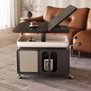 Mobile Solid Wood Coffee <b>Table</b> Height Adjustable Folding Multi Functional Storage Living Room <b>Sofa</b> Tea <b>Table</b> Trolley - Product Image 3