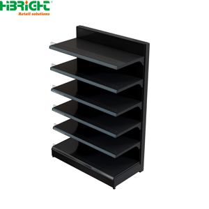 Double-Sided Supermarket <b>Display</b> Rack 6-<b>Shelf</b> Freestanding Retail Shelving <b>Unit</b> Black Metal Store Fixture - Product Image 2