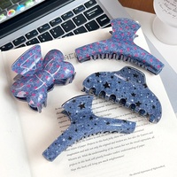 Pince à cheveux en PVC coloré motif griffe de requin à pois rouges, simple, élégante et raffinée, accessoire pour l'arrière de la tête, idéale pour queues de cheval hautes