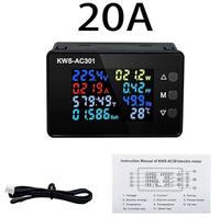 KWS-AC301 Digital Voltmeter AC 50-300V Tegangan 8 In 1 Power Energi Meter LED AC Wattmeter 0-20/100A Ampermeter Power Detector