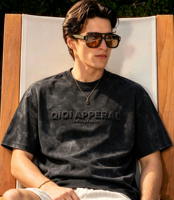 T-shirt Homme Vintage à Épaules Tombantes en Coton Premium 230 GSM, Broderie Personnalisée du Logo sur la Poitrine, Style Urbain Quotidien