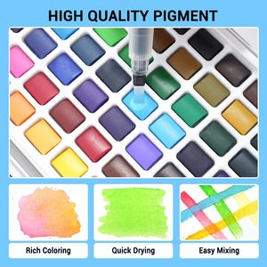 BeCreative – Kit de Peinture à l'<span class=keywords><strong>Aquarelle</strong></span> Solide 24 Couleurs Personnalisables, <span class=keywords><strong>Prix</strong></span> de Gros, avec Pinceau à Eau et Bloc de Dessin - Product Image 4