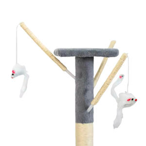 Toptan Modern lüks masif ağaç MDF özel kedi ağacı kınamak interaktif üst Sisal ahşap kedi kulesi tırmalama mesajları - Product Image 3