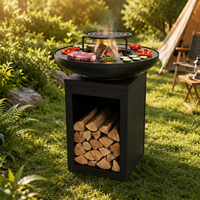 Nouveau produit : Brasero multifonctionnel d'extérieur, plancha à bois en acier noir pour la cuisson